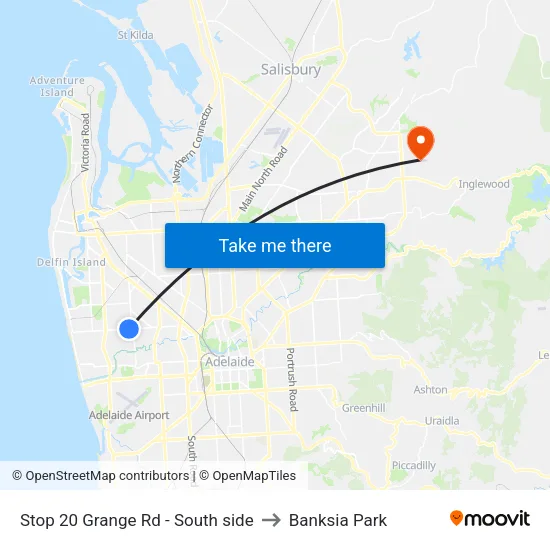 Stop 20 Grange Rd - South side to Banksia Park map