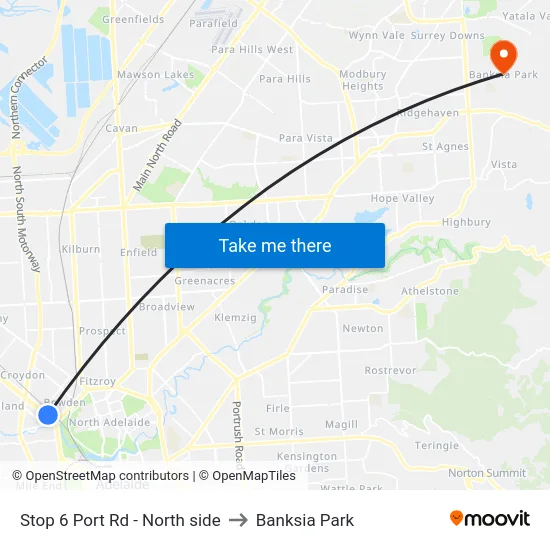 Stop 6 Port Rd - North side to Banksia Park map