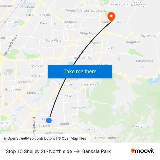 Stop 15 Shelley St - North side to Banksia Park map