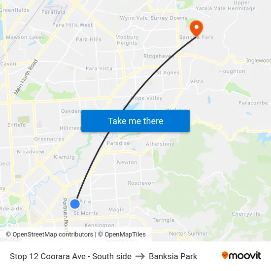 Stop 12 Coorara Ave - South side to Banksia Park map