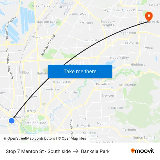 Stop 7 Manton St - South side to Banksia Park map