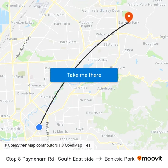 Stop 8 Payneham Rd - South East side to Banksia Park map