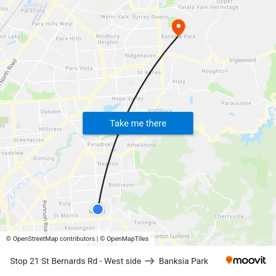 Stop 21 St Bernards Rd - West side to Banksia Park map