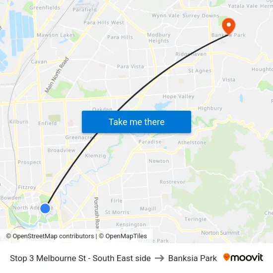 Stop 3 Melbourne St - South East side to Banksia Park map