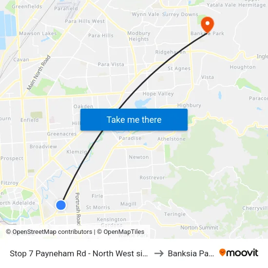 Stop 7 Payneham Rd - North West side to Banksia Park map