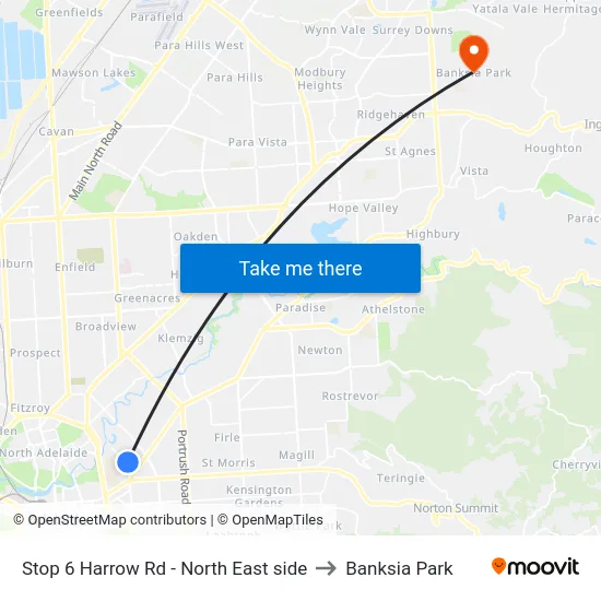 Stop 6 Harrow Rd - North East side to Banksia Park map