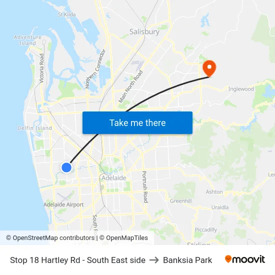 Stop 18 Hartley Rd - South East side to Banksia Park map