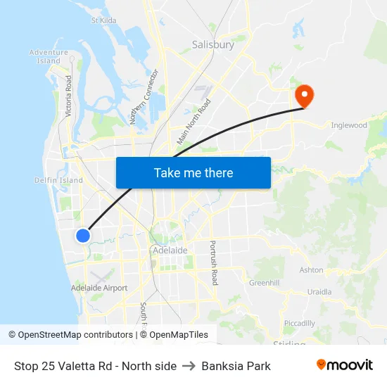Stop 25 Valetta Rd - North side to Banksia Park map
