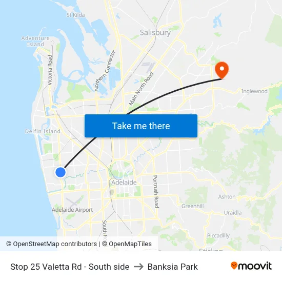 Stop 25 Valetta Rd - South side to Banksia Park map