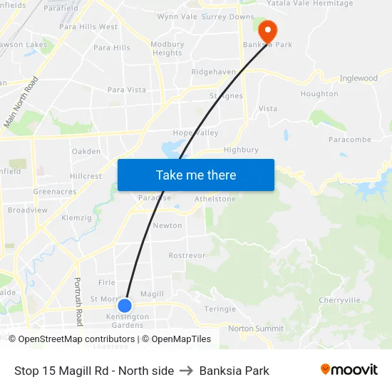 Stop 15 Magill Rd - North side to Banksia Park map