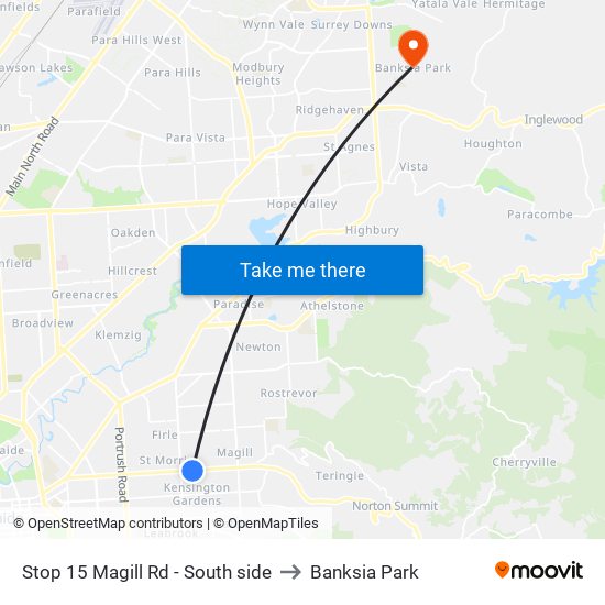 Stop 15 Magill Rd - South side to Banksia Park map