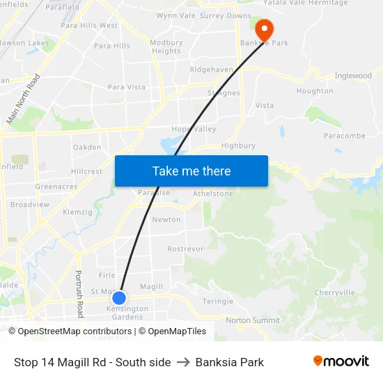 Stop 14 Magill Rd - South side to Banksia Park map
