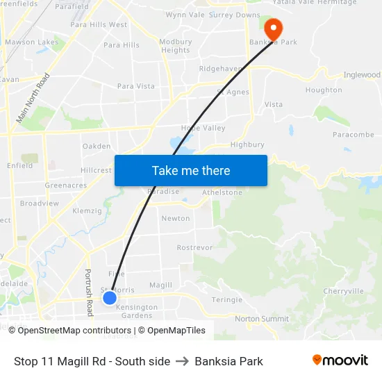 Stop 11 Magill Rd - South side to Banksia Park map