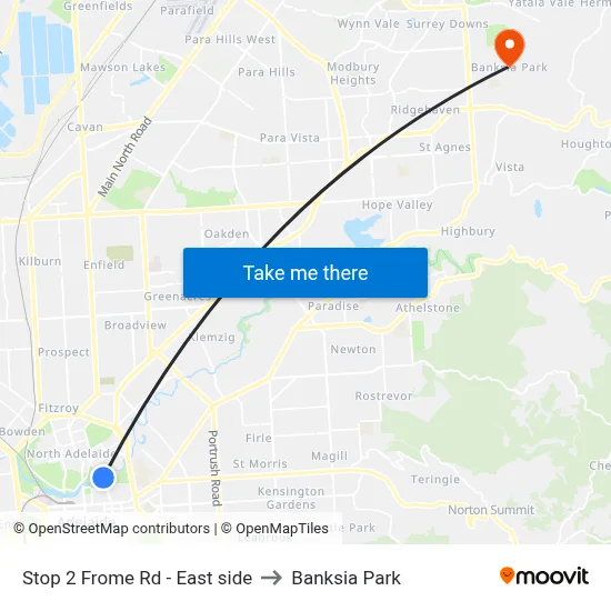 Stop 2 Frome Rd - East side to Banksia Park map