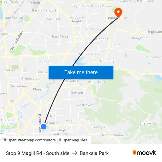 Stop 9 Magill Rd - South side to Banksia Park map