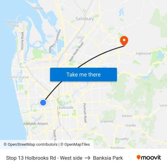 Stop 13 Holbrooks Rd - West side to Banksia Park map