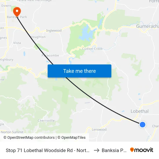 Stop 71 Lobethal Woodside Rd - North side to Banksia Park map