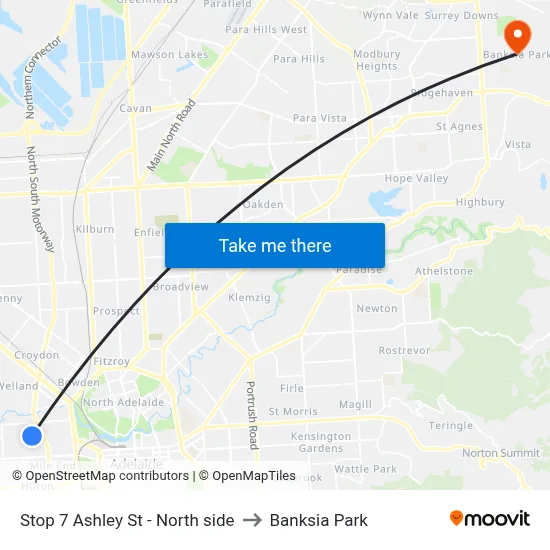 Stop 7 Ashley St - North side to Banksia Park map
