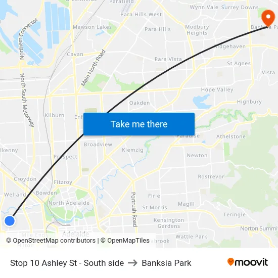 Stop 10 Ashley St - South side to Banksia Park map