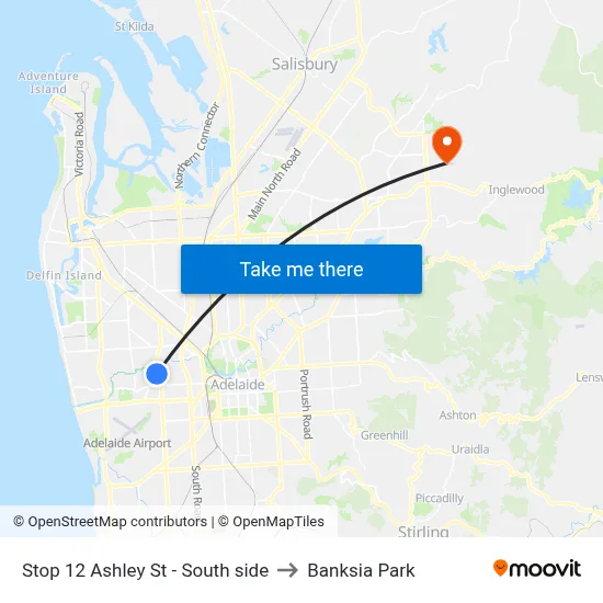 Stop 12 Ashley St - South side to Banksia Park map
