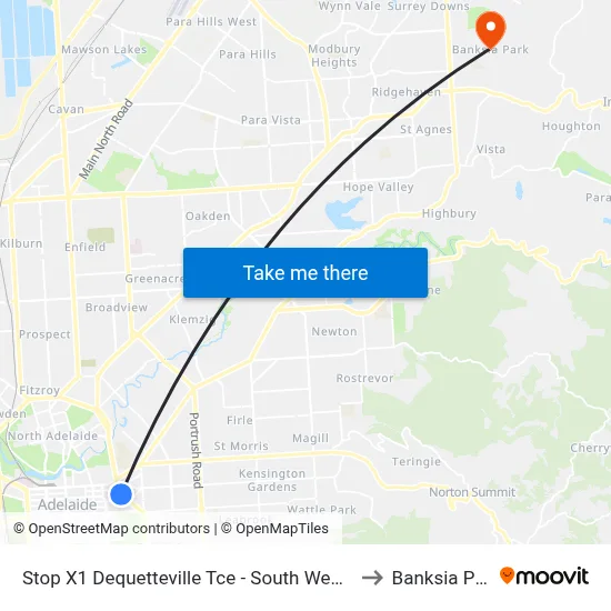 Stop X1 Dequetteville Tce - South West side to Banksia Park map