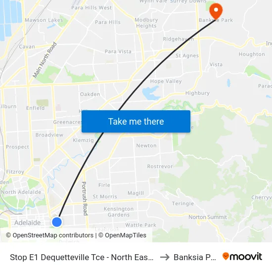 Stop E1 Dequetteville Tce - North East side to Banksia Park map