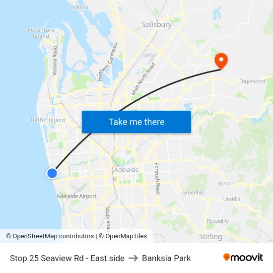 Stop 25 Seaview Rd - East side to Banksia Park map