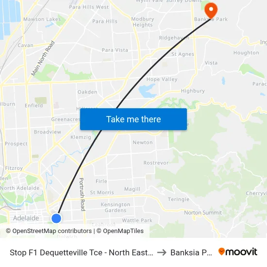 Stop F1 Dequetteville Tce - North East side to Banksia Park map