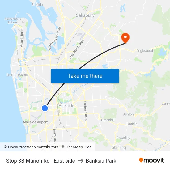 Stop 8B Marion Rd - East side to Banksia Park map