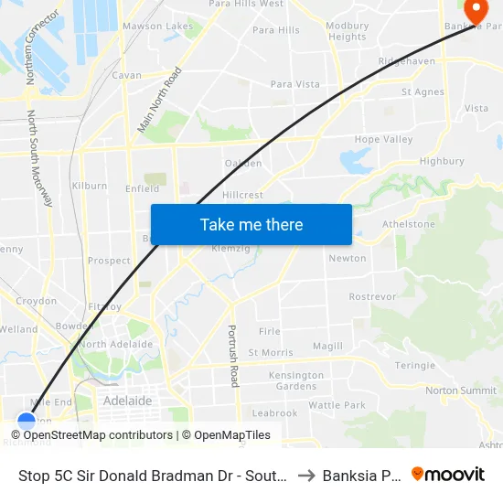Stop 5C Sir Donald Bradman Dr - South side to Banksia Park map
