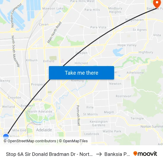 Stop 6A Sir Donald Bradman Dr - North side to Banksia Park map