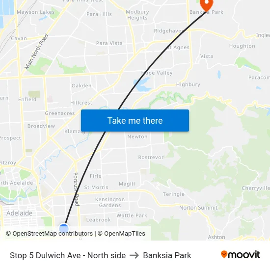 Stop 5 Dulwich Ave - North side to Banksia Park map