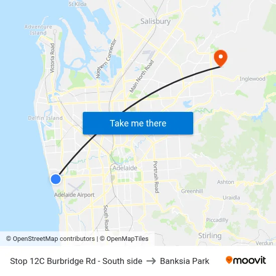 Stop 12C Burbridge Rd - South side to Banksia Park map