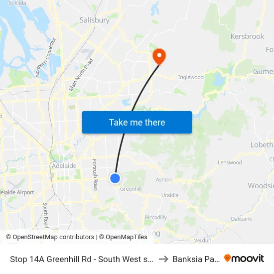 Stop 14A Greenhill Rd - South West side to Banksia Park map