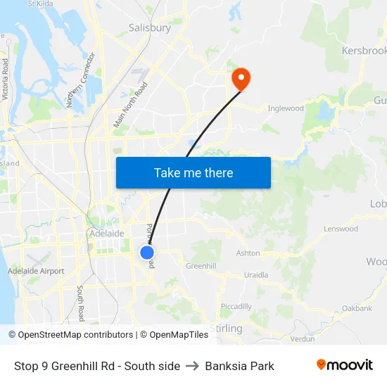 Stop 9 Greenhill Rd - South side to Banksia Park map