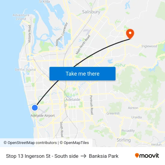 Stop 13 Ingerson St - South side to Banksia Park map