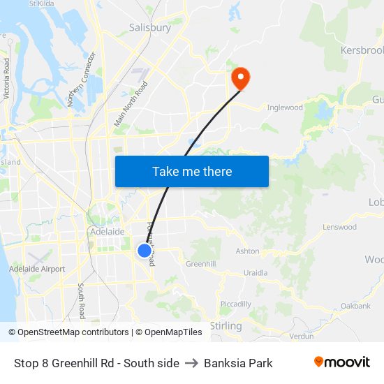 Stop 8 Greenhill Rd - South side to Banksia Park map