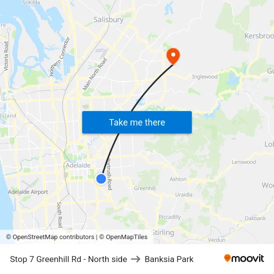 Stop 7 Greenhill Rd - North side to Banksia Park map