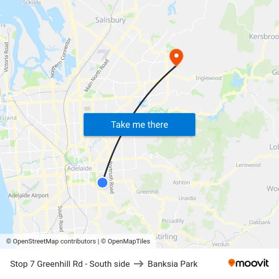 Stop 7 Greenhill Rd - South side to Banksia Park map