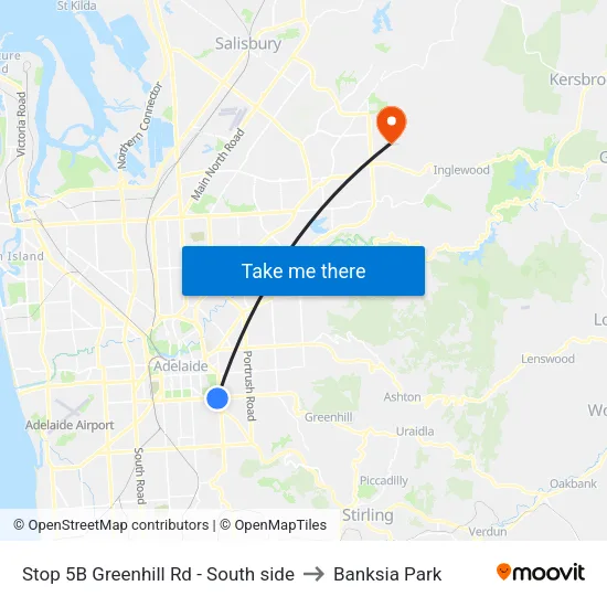 Stop 5B Greenhill Rd - South side to Banksia Park map