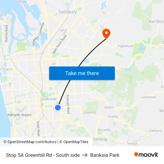 Stop 5A Greenhill Rd - South side to Banksia Park map