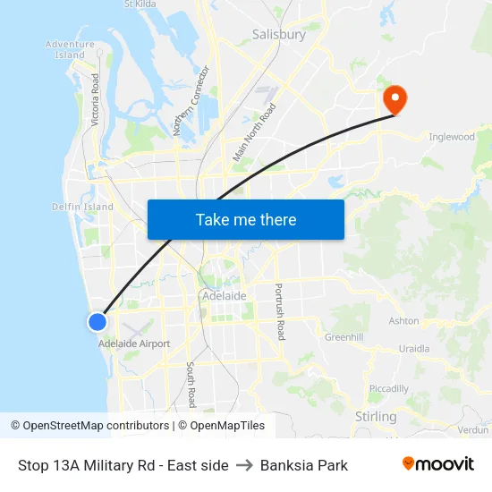 Stop 13A Military Rd - East side to Banksia Park map