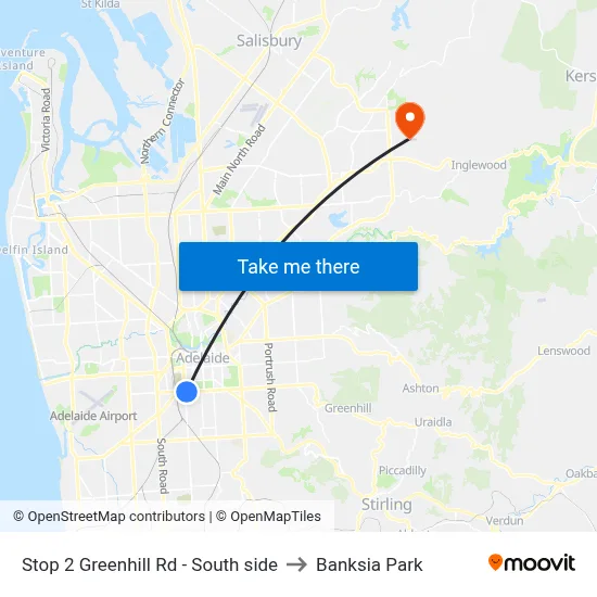 Stop 2 Greenhill Rd - South side to Banksia Park map