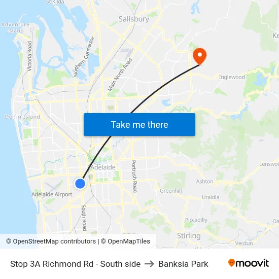 Stop 3A Richmond Rd - South side to Banksia Park map