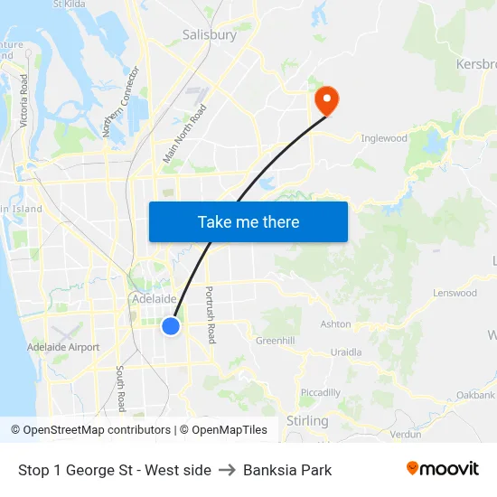 Stop 1 George St - West side to Banksia Park map