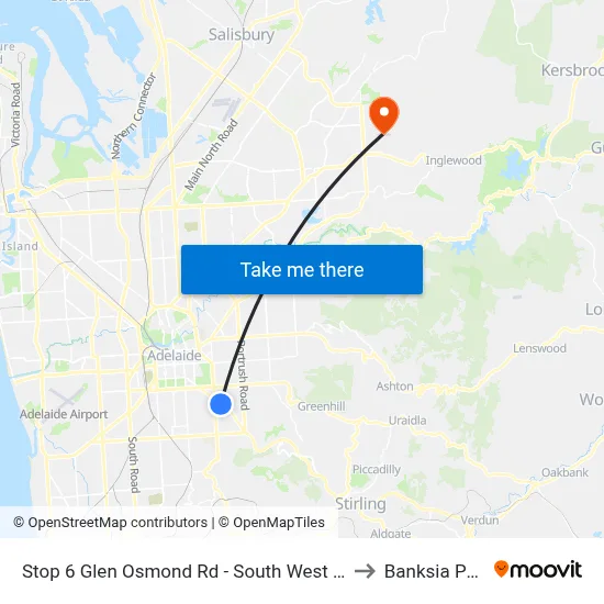 Stop 6 Glen Osmond Rd - South West side to Banksia Park map