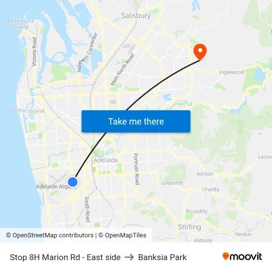Stop 8H Marion Rd - East side to Banksia Park map