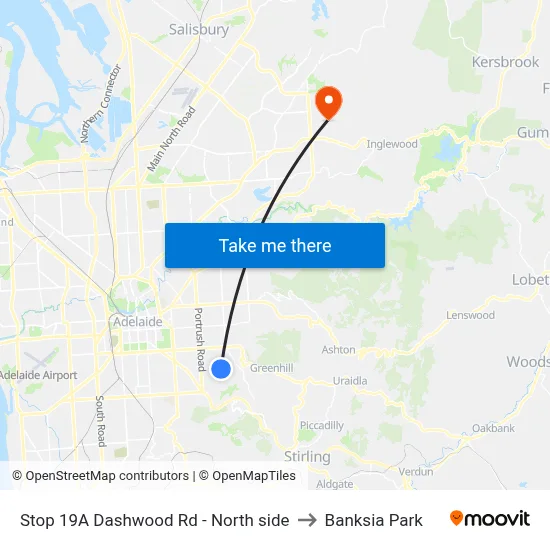 Stop 19A Dashwood Rd - North side to Banksia Park map
