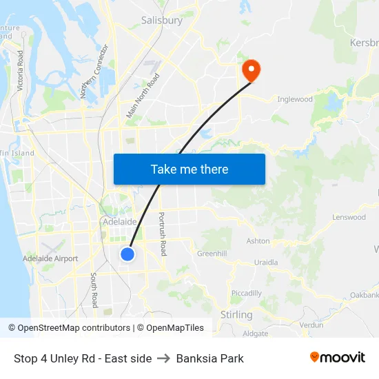 Stop 4 Unley Rd - East side to Banksia Park map