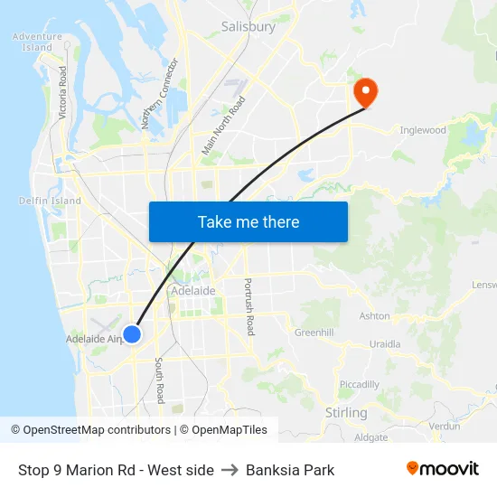Stop 9 Marion Rd - West side to Banksia Park map